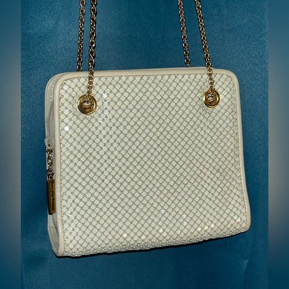 Vintage Whiting & Davis Bag Small Ivory Metal Mesh with Double Chain Strap - Picture 5 of 9